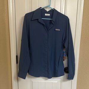 Columbia / PFG Blue Long-Sleeve Outdoor Button Shirt